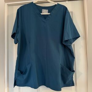 *SCRUB SET* Teal Blue V-Neck Medical Scrub Top and Jogger Scrub Bottoms